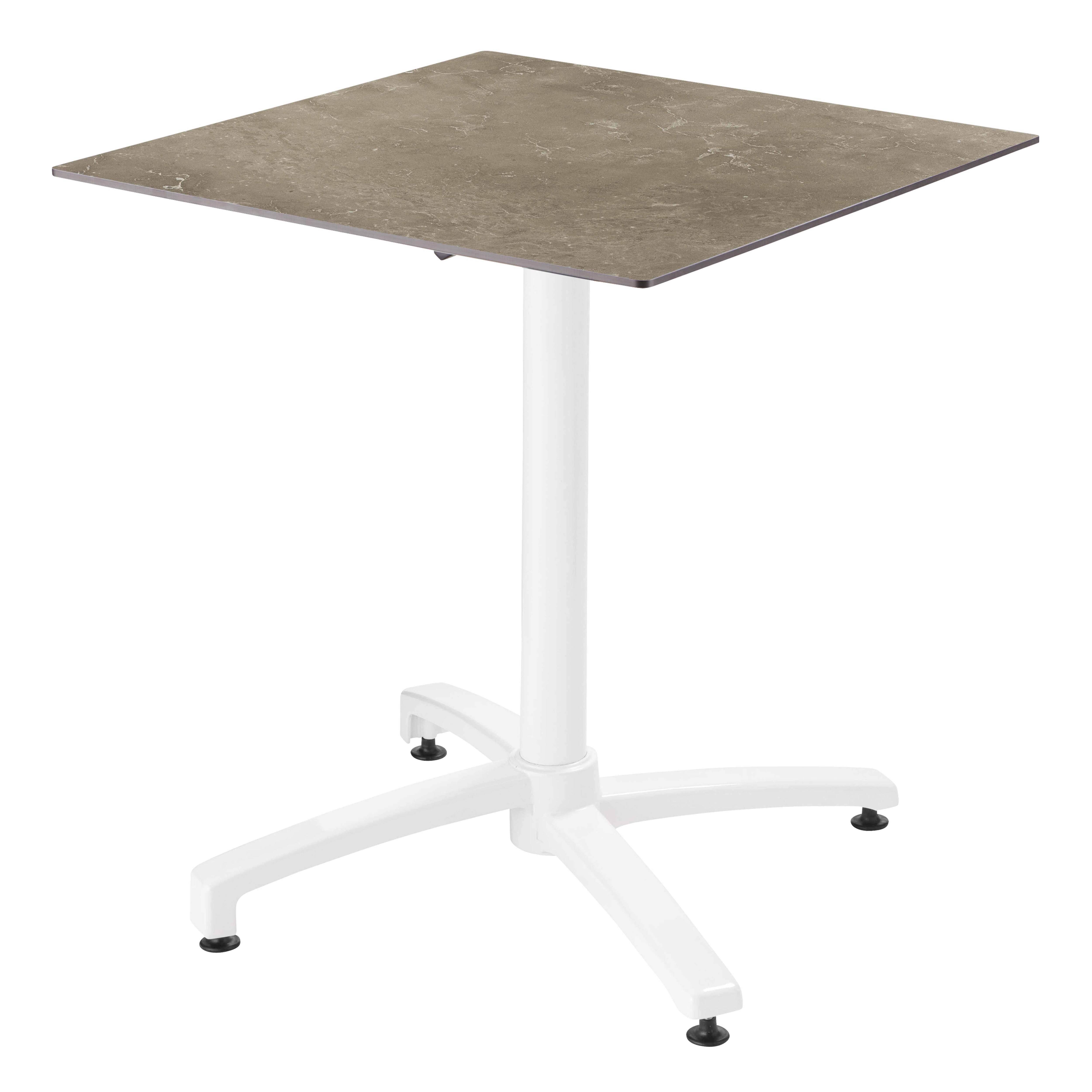Oviala - Ensemble table de terrasse marbre beige et 2 fauteuils blanc - Oviala - Image 2