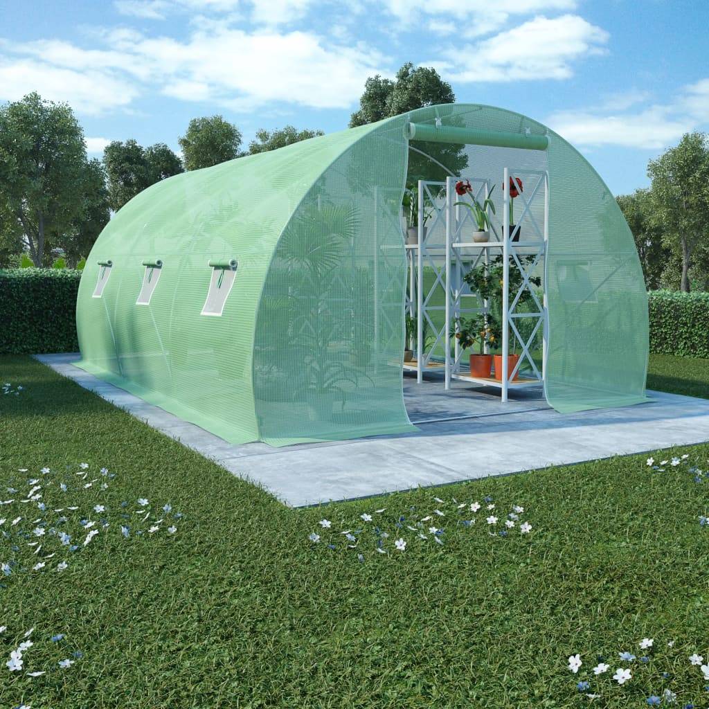 Serre Tunnel Jardin Acier Galvanisé PE 140g/m² Culture Plantes 18m² Vert - ComfortXL Outdoor Living - Image 1