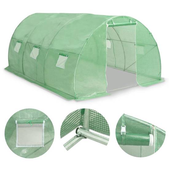 Serre Tunnel Jardin Acier Galvanisé PE 140g/m² Culture Plantes 18m² Vert - ComfortXL Outdoor Living - Image 2