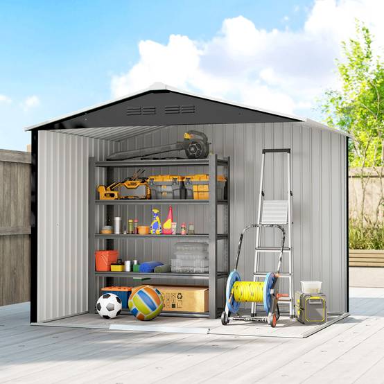 Abri de jardin extérieur 3,6 m² (236 x 171 x 191 cm) avec portes coulissantes et aérations, gris foncé - Image 9