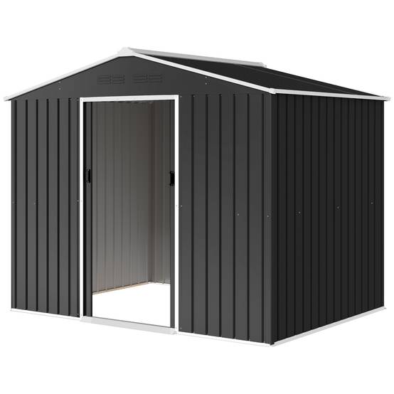 Abri de jardin extérieur 3,6 m² (236 x 171 x 191 cm) avec portes coulissantes et aérations, gris foncé - Image 2