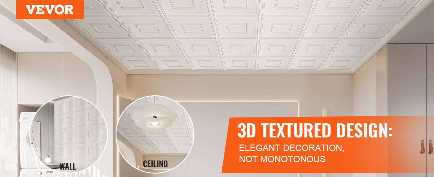 VEVOR Dalles plafond, lot 12, 24x24 po. PVC, installation facile, blanc. - Image 9