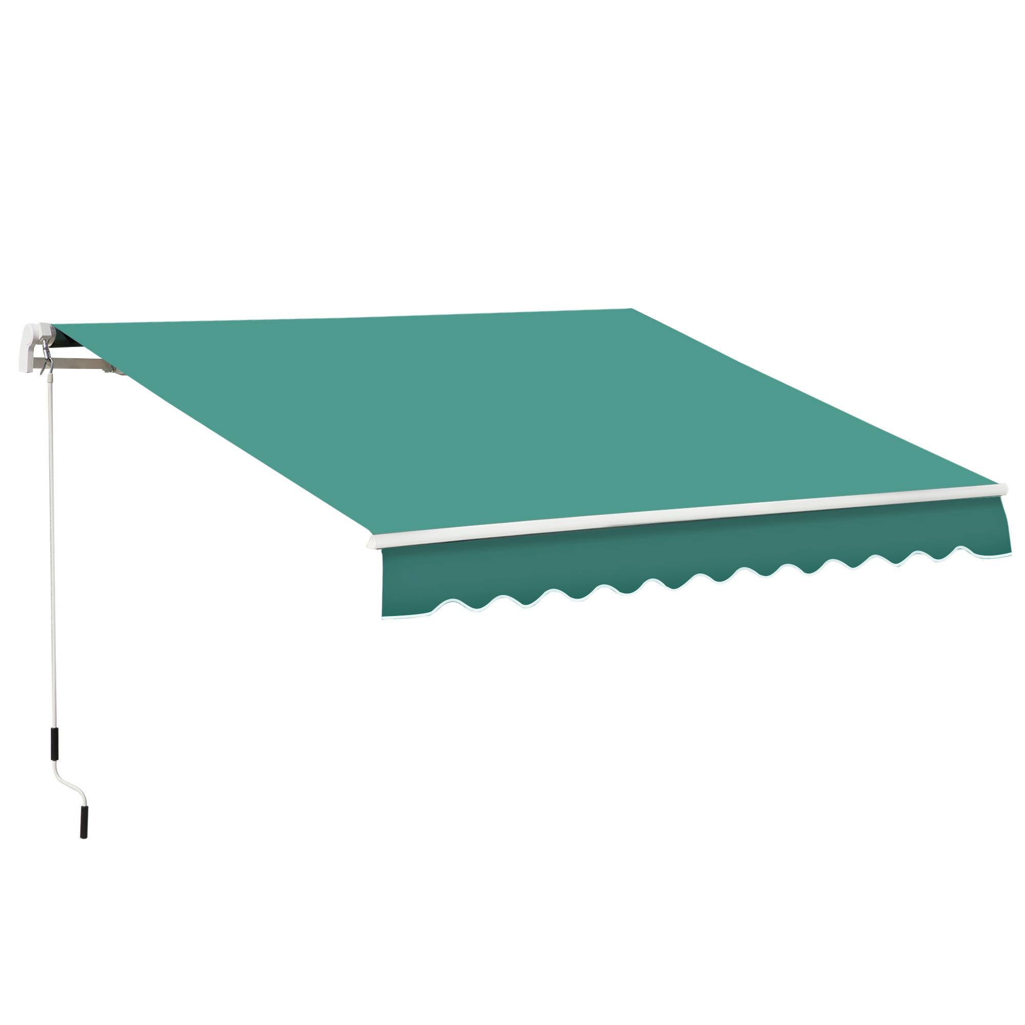 Store mural avec bras articulé et manivelle, structure robuste en aluminium et toile en polyester, 295 x 245 cm, vert - Image 1