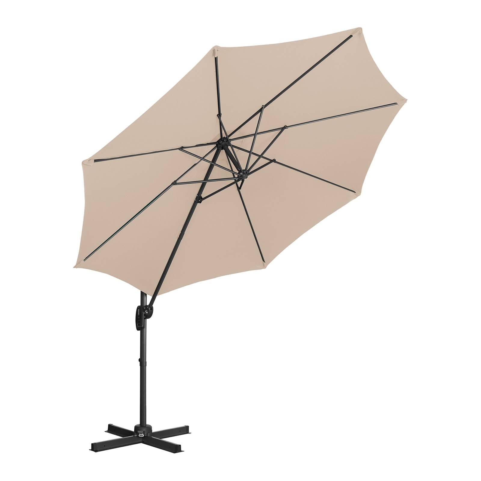 Helloshop26 - Parasol déporté rond diamètre 300 cm inclinable et pivotant crème - Image 3