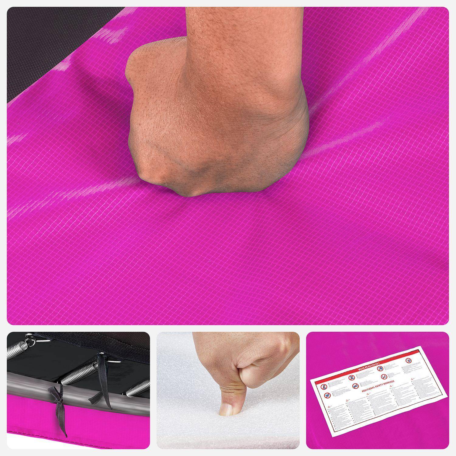 Helloshop26 - Coussin de sécurité de trampoline de remplacement rechange diamètre 366 cm résistant aux rayons uv anti-déchirure taille standard rose - Image 4