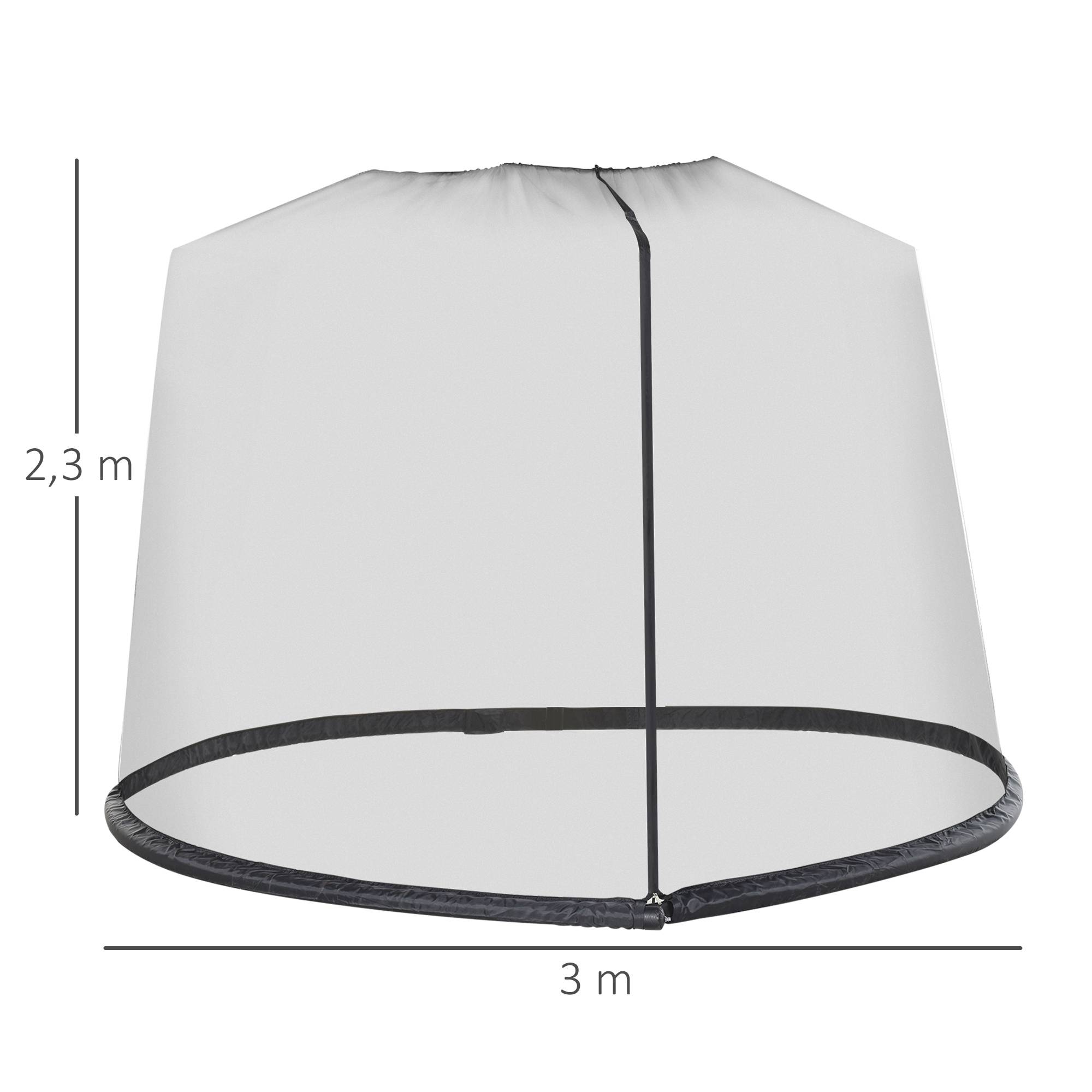 Moustiquaire cylindrique pour Parasol 3 m diamètre avec Fermeture éclair et lestage Noir - Image 5
