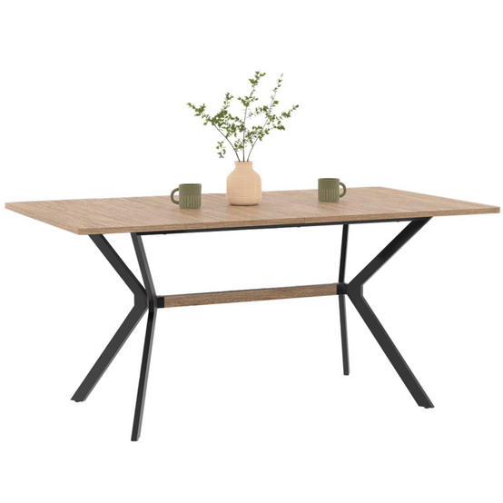 Table à manger rectangle LOUISON 8 personnes bois et noir design industriel 160 cm - Image 2