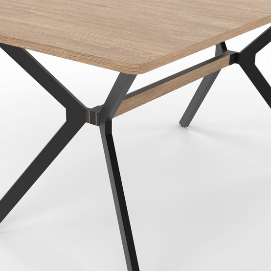 Table à manger rectangle LOUISON 8 personnes bois et noir design industriel 160 cm - Image 5