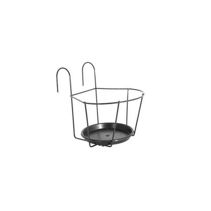 Artevasi - Artevasi Porte-pot Pour Balcon Avec Soucoupe - 25 X 25 Cm - Gris Anthracite