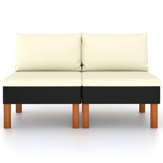 Canapés centraux 2 pcs | Canapé D'extérieur | Sofa De Jardin Résine tressée et bois d'eucalyptus Maison Chic - Image 1
