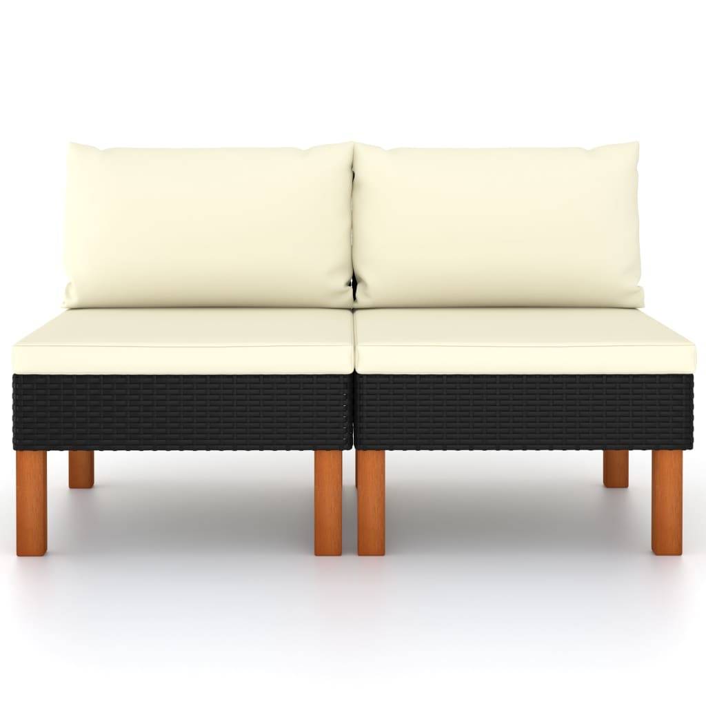 Canapés centraux 2 pcs | Canapé D'extérieur | Sofa De Jardin Résine tressée et bois d'eucalyptus Maison Chic - Image 1