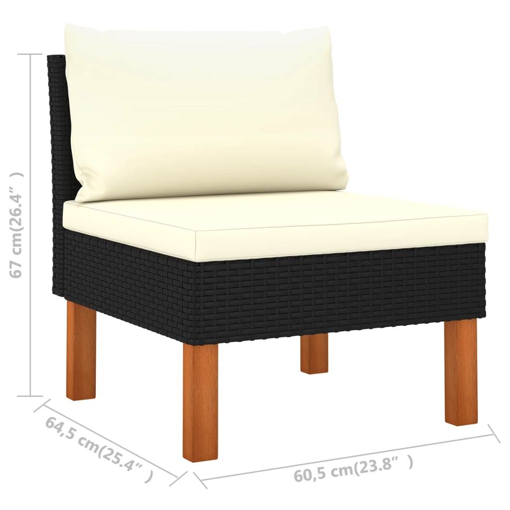 Canapés centraux 2 pcs | Canapé D'extérieur | Sofa De Jardin Résine tressée et bois d'eucalyptus Maison Chic - Image 8