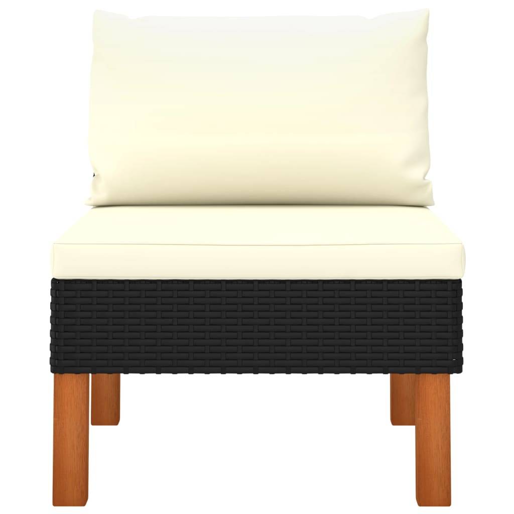 Canapés centraux 2 pcs | Canapé D'extérieur | Sofa De Jardin Résine tressée et bois d'eucalyptus Maison Chic - Image 4