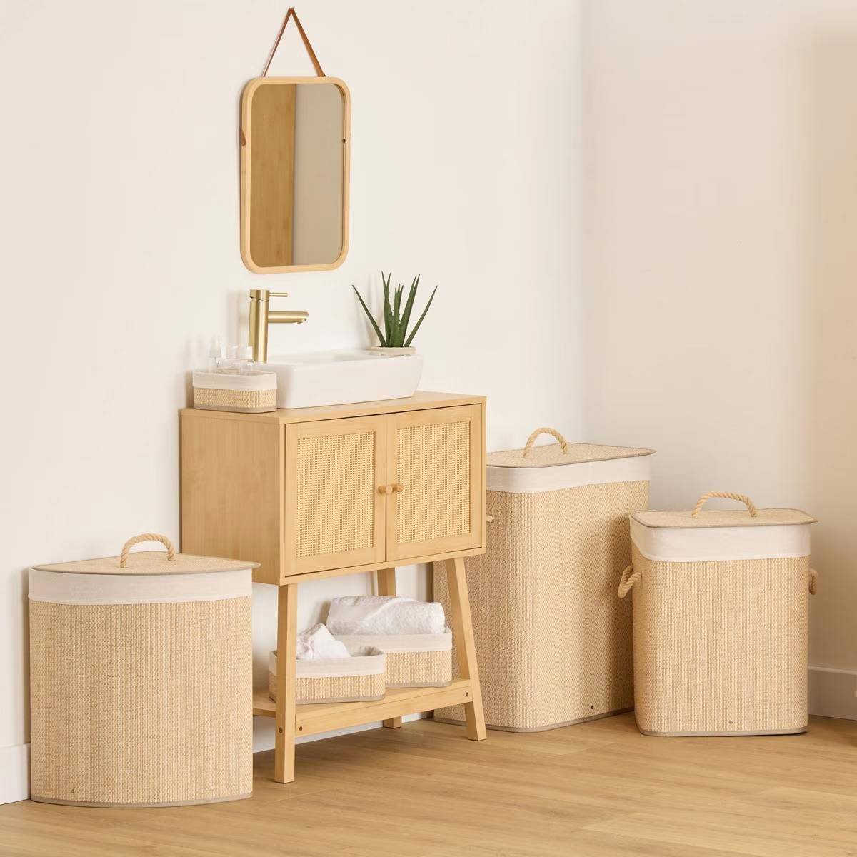 Panier à Linge d'Angle "Stemy" 48L Beige - Image 3