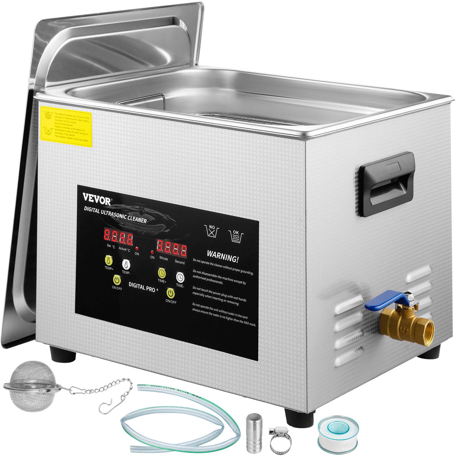 VEVOR Nettoyeur à Ultrasons Numérique 15 L avec Chauffage Minuterie 600 W 40 kHz - Image 1