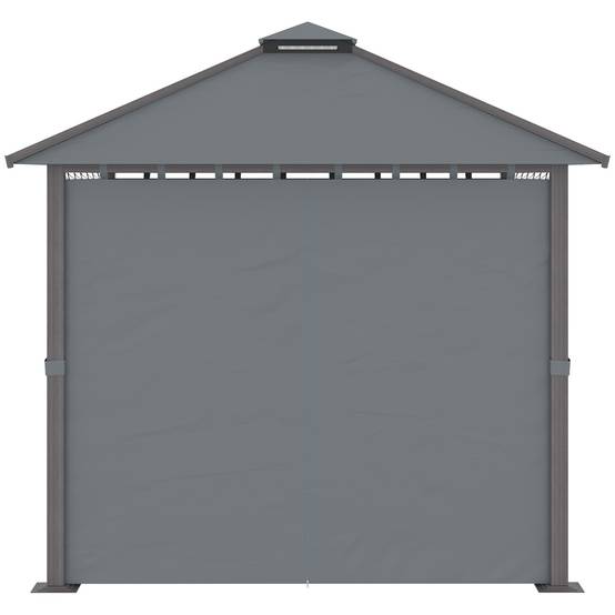 Tonnelle de jardin pour terrasse avec 4 parois latérales double toit protection solaire 3 x 3 m gris - Image 10