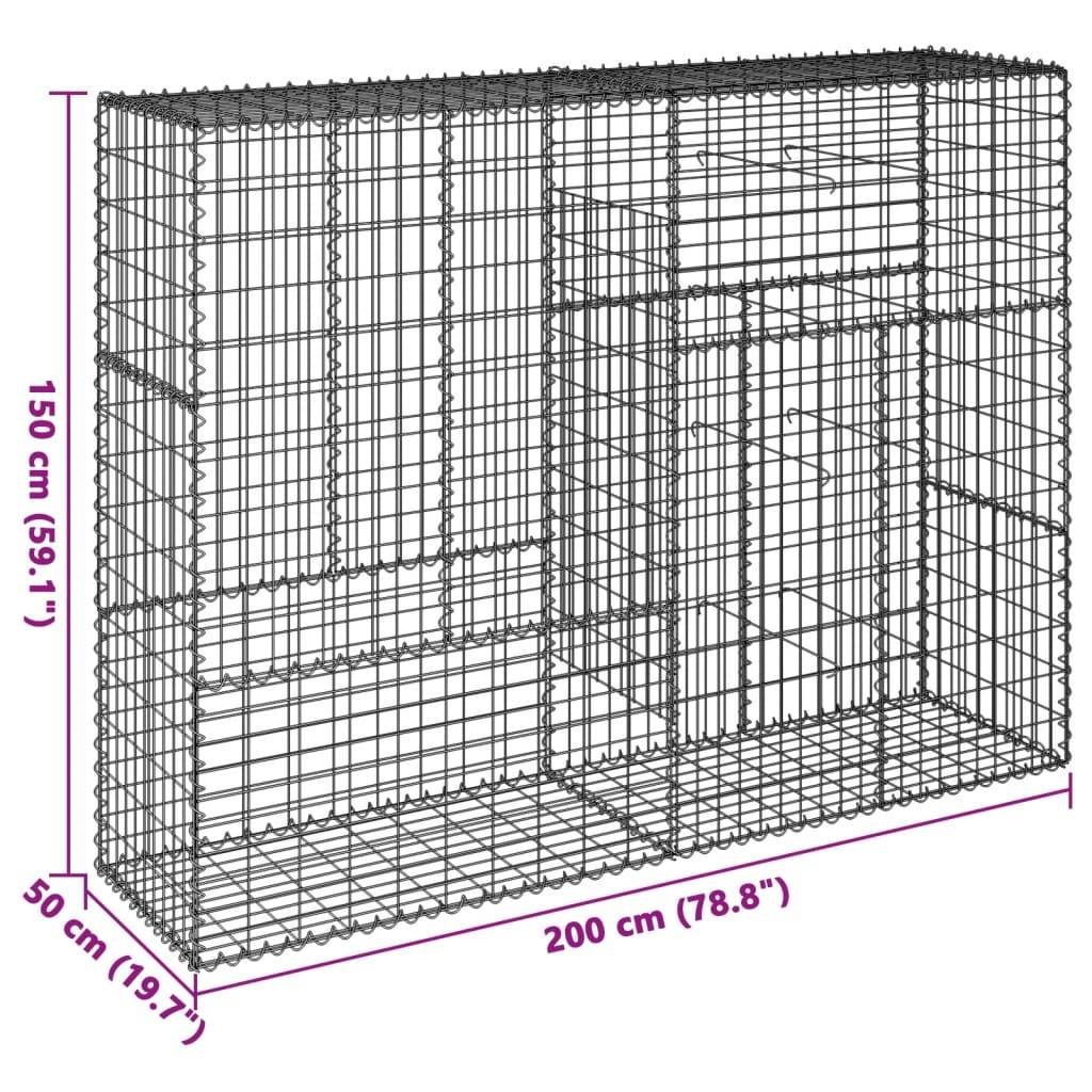 Panier gabion avec couvercle 200x50x150 cm fer galvanisé - PANGIVO - Image 7