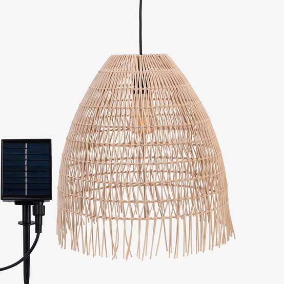 Suspension Solaire Effet Rotin IP44 3000K - Éclairage Terrasse, Balcon, Pergola, Jardin - Groupe DDC - Image 2