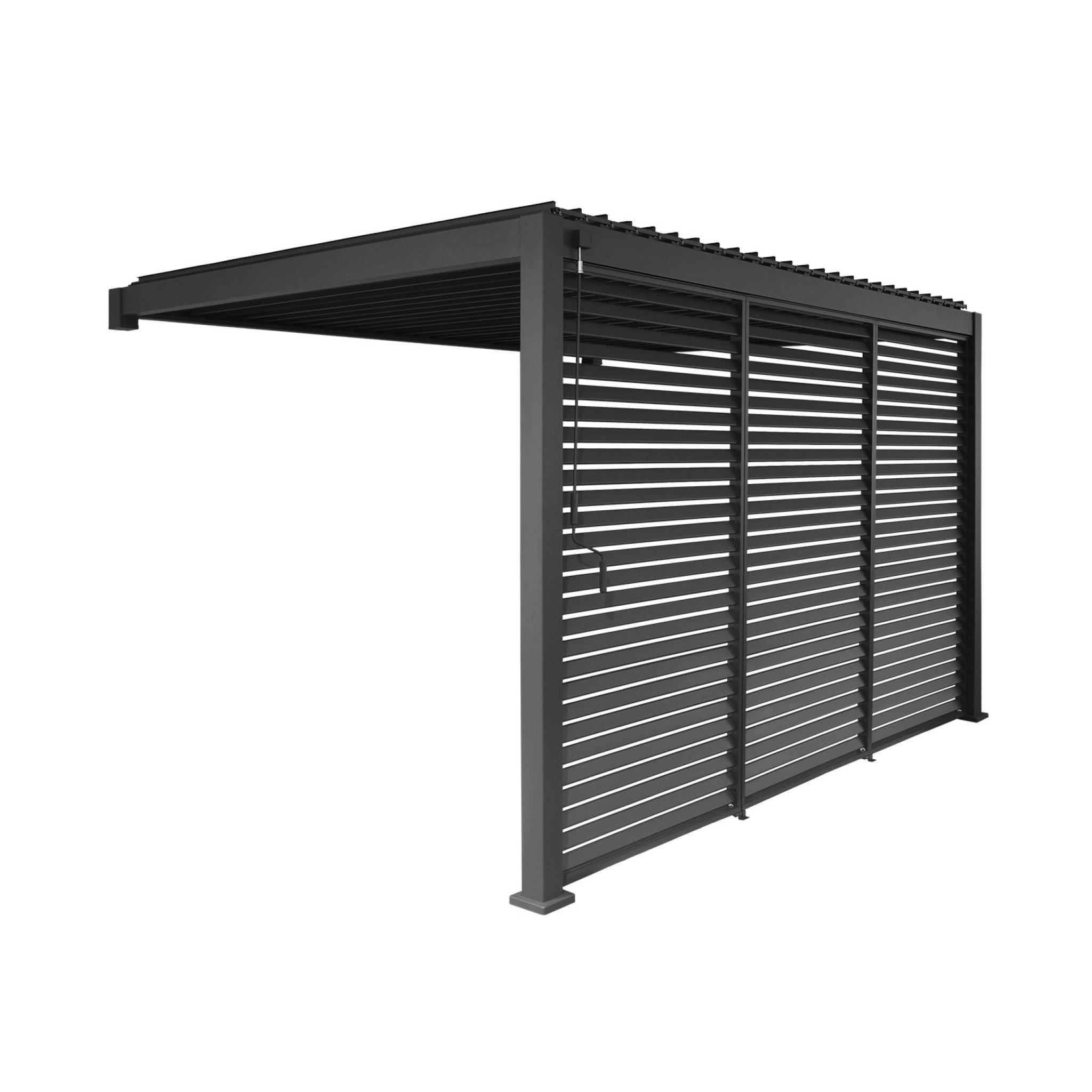sweeek - Pergola bioclimatique aluminium adossée 4x3m + 3 persiennes 130cm anthracite Triomphe | sweeek - Image 2