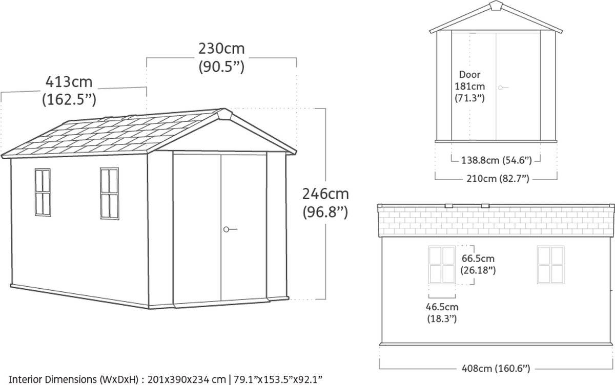 Keter - Abri de jardin Newton Plus 7513 - 8,6 m² - Gris Aspect bois - KETER - Image 6