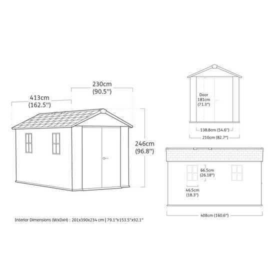 Keter - Abri de jardin Newton Plus 7513 - 8,6 m² - Gris Aspect bois - KETER - Image 7