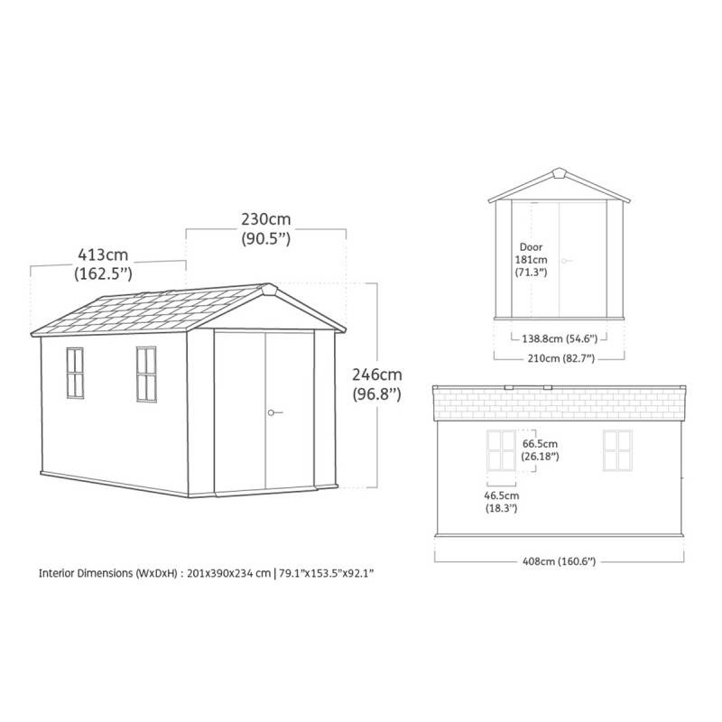 Keter - Abri de jardin Newton Plus 7513 - 8,6 m² - Gris Aspect bois - KETER - Image 7
