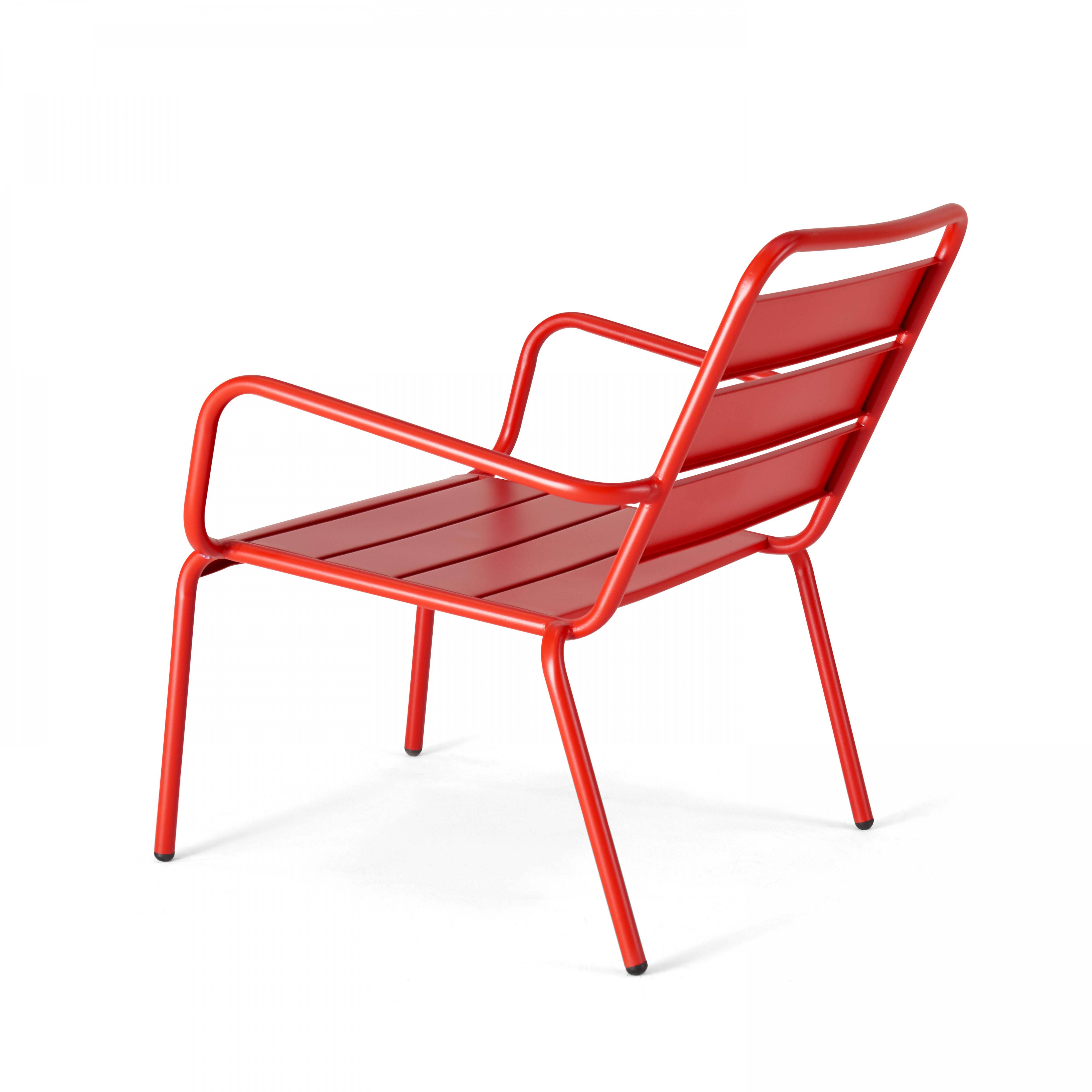 Oviala - Lot de 2 fauteuils relax avec repose-pieds en métal rouge Palavas - Oviala - Image 6