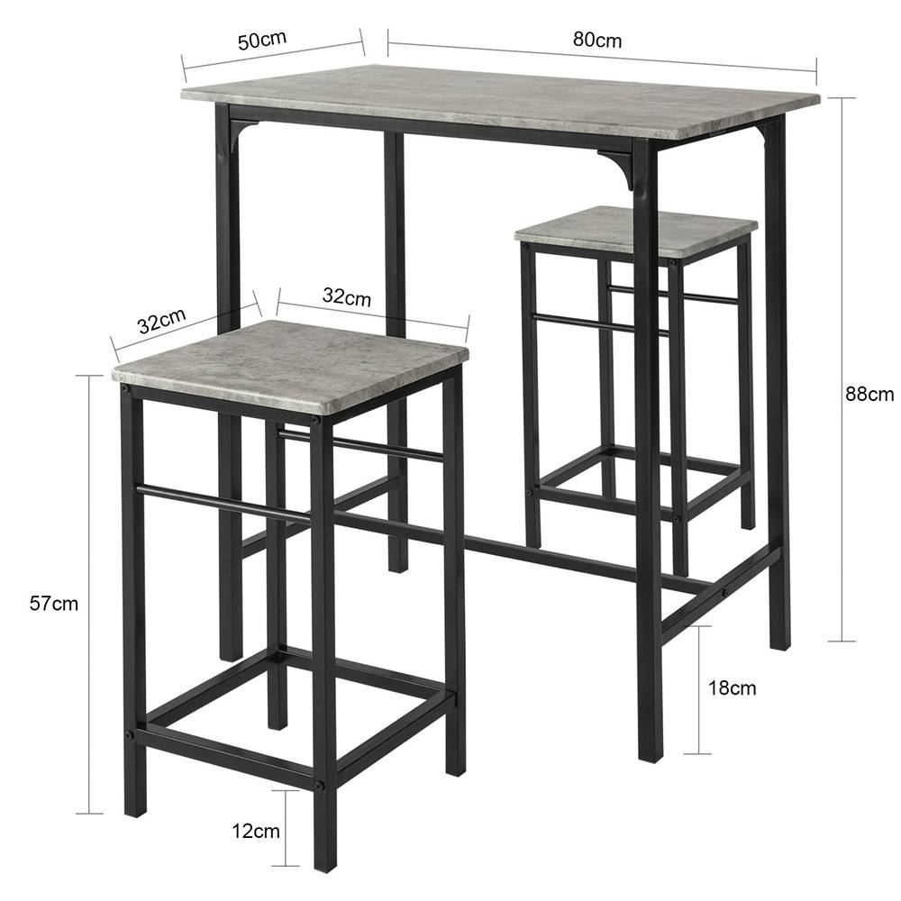 SoBuy Table et 2 Tabourets de Bar Bistrot Hauts pour Cuisine, Salon, Salle à Manger - Image 3