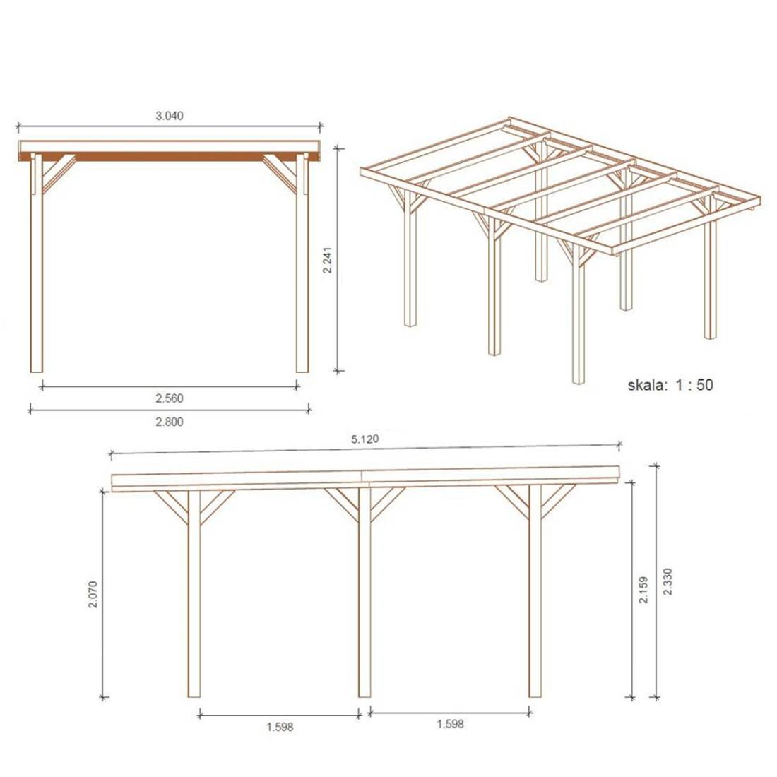Altanka - Carport, abri de voiture  3.04x5.12 m - 15.56 m2 - CAR10 - ALTANKA - Image 3