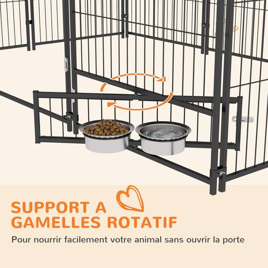 Grand chenil extérieur en acier pour chiens avec toit imperméable 211x141cm Marron - ComfortXL Outdoor Living - Image 8