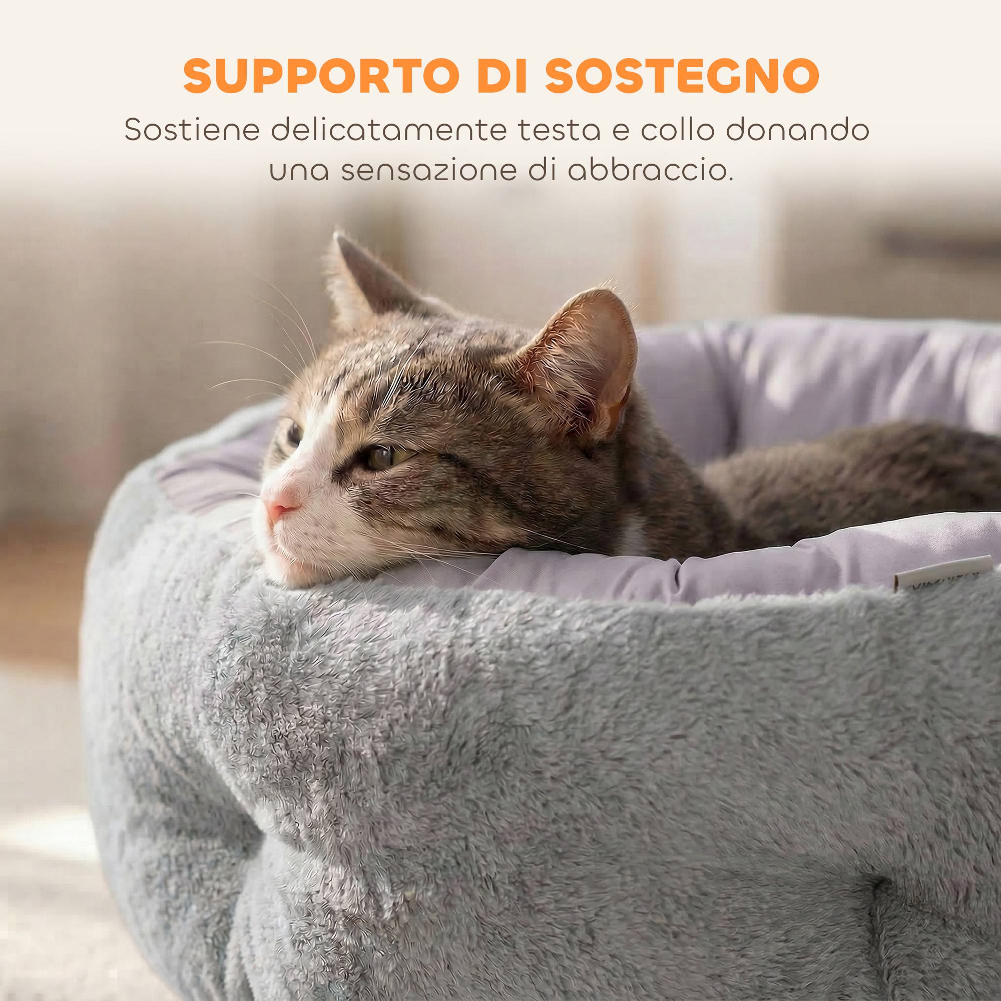 Lit chat chien réversible coussin peluche 4 saisons intérieur 62x62x21cm gris - ComfortXL Outdoor Living - Image 7