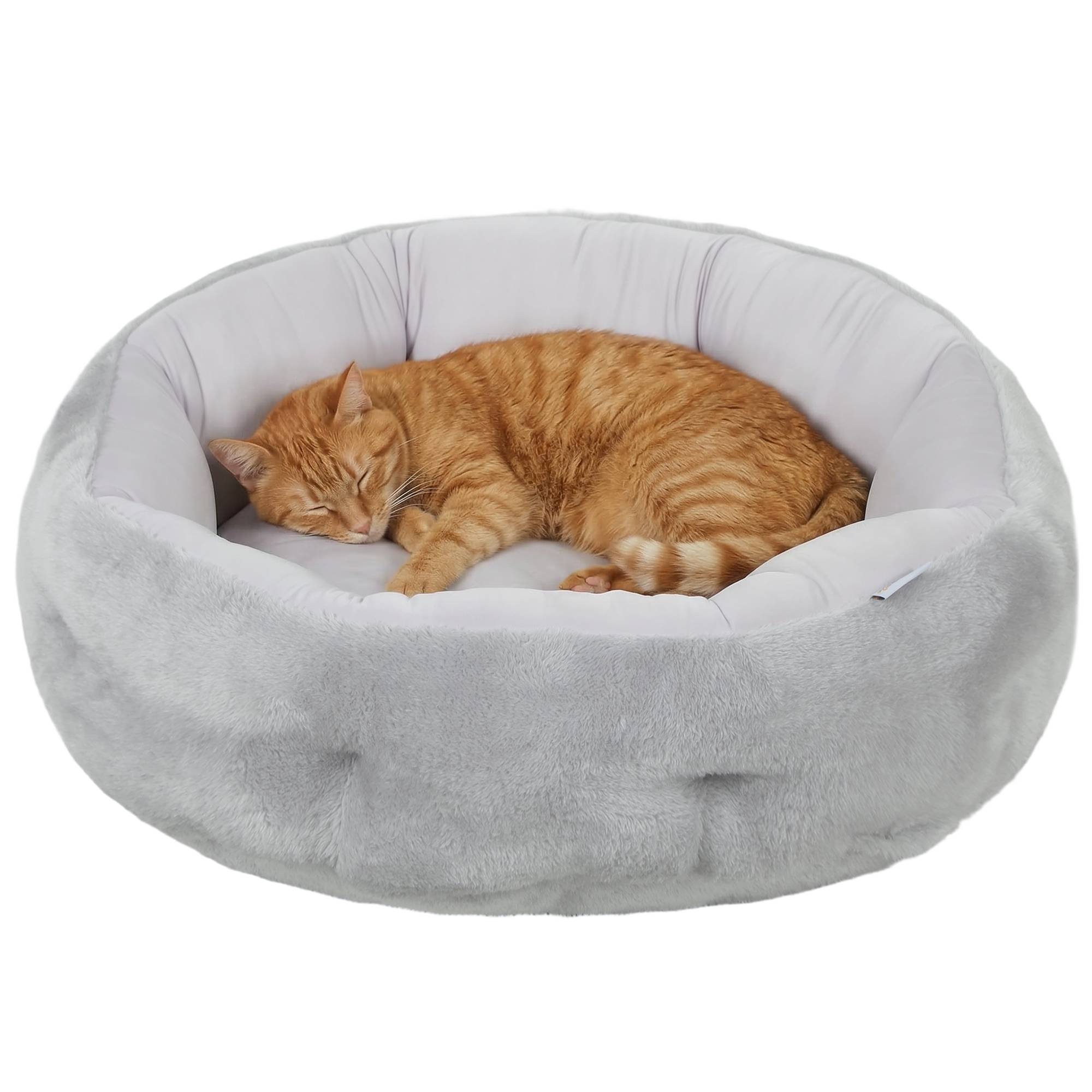 Lit chat chien réversible coussin peluche 4 saisons intérieur 62x62x21cm gris - ComfortXL Outdoor Living - Image 1