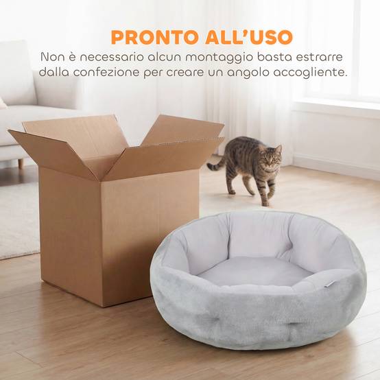 Lit chat chien réversible coussin peluche 4 saisons intérieur 62x62x21cm gris - ComfortXL Outdoor Living - Image 8