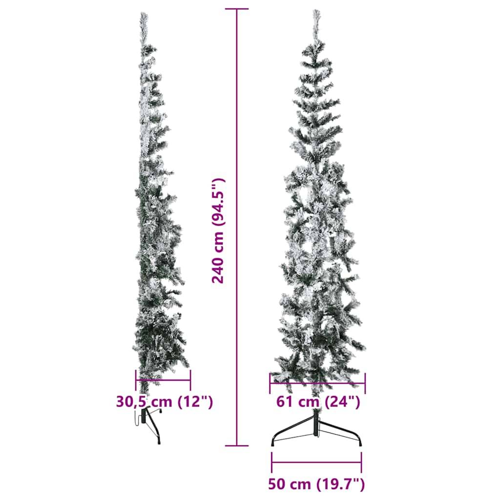 Vidaxl - Demi sapin de Noël artificiel mince avec neige floquée 240 cm vidaXL 344608 - Image 3