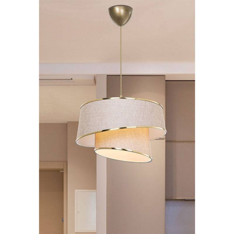 Importdistrib - Suspension luminaire plafonnier beige marron doré 32,5x65 cm 7 - Image 6