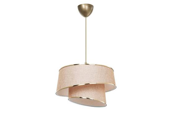 Importdistrib - Suspension luminaire plafonnier beige marron doré 32,5x65 cm 7 - Image 1