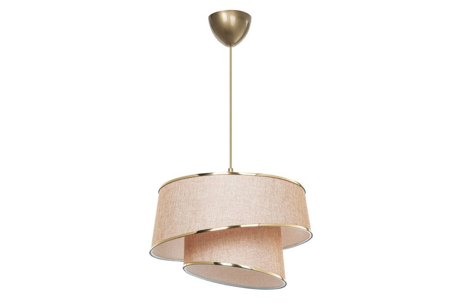 Importdistrib - Suspension luminaire plafonnier beige marron doré 32,5x65 cm 7 - Image 1