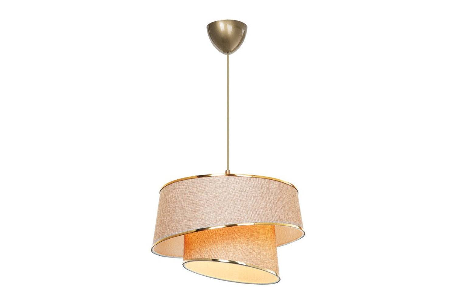 Importdistrib - Suspension luminaire plafonnier beige marron doré 32,5x65 cm 7 - Image 4