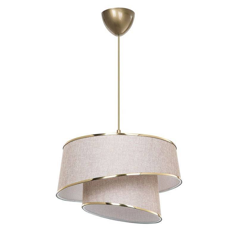 Importdistrib - Suspension luminaire plafonnier beige marron doré 32,5x65 cm 7 - Image 5