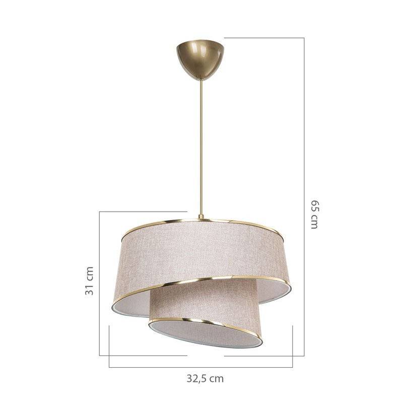 Importdistrib - Suspension luminaire plafonnier beige marron doré 32,5x65 cm 7 - Image 8