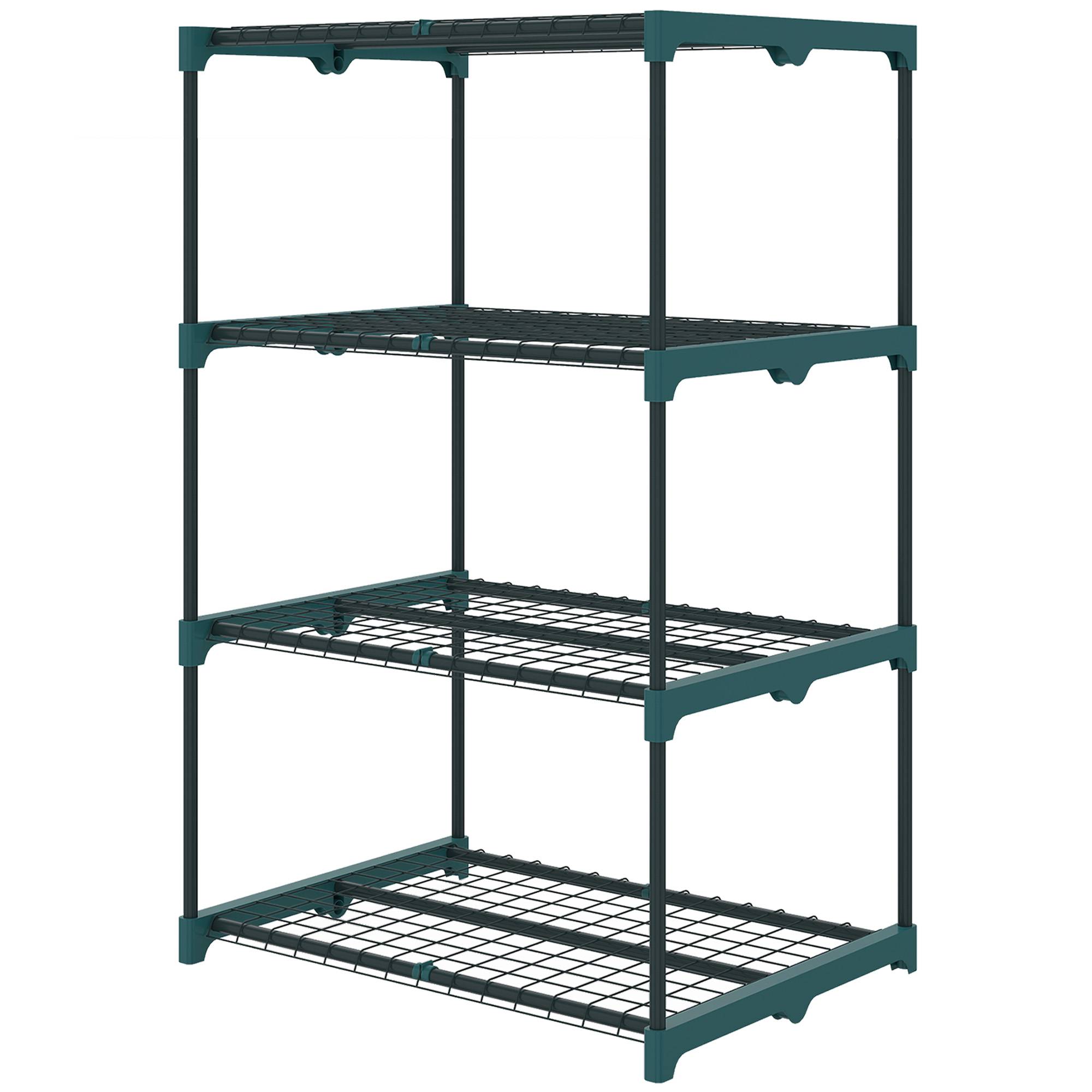 Sans Marque - Support plantes ouvert 4 niveaux acier plastique 67x49x105 cm vert foncé - Image 2
