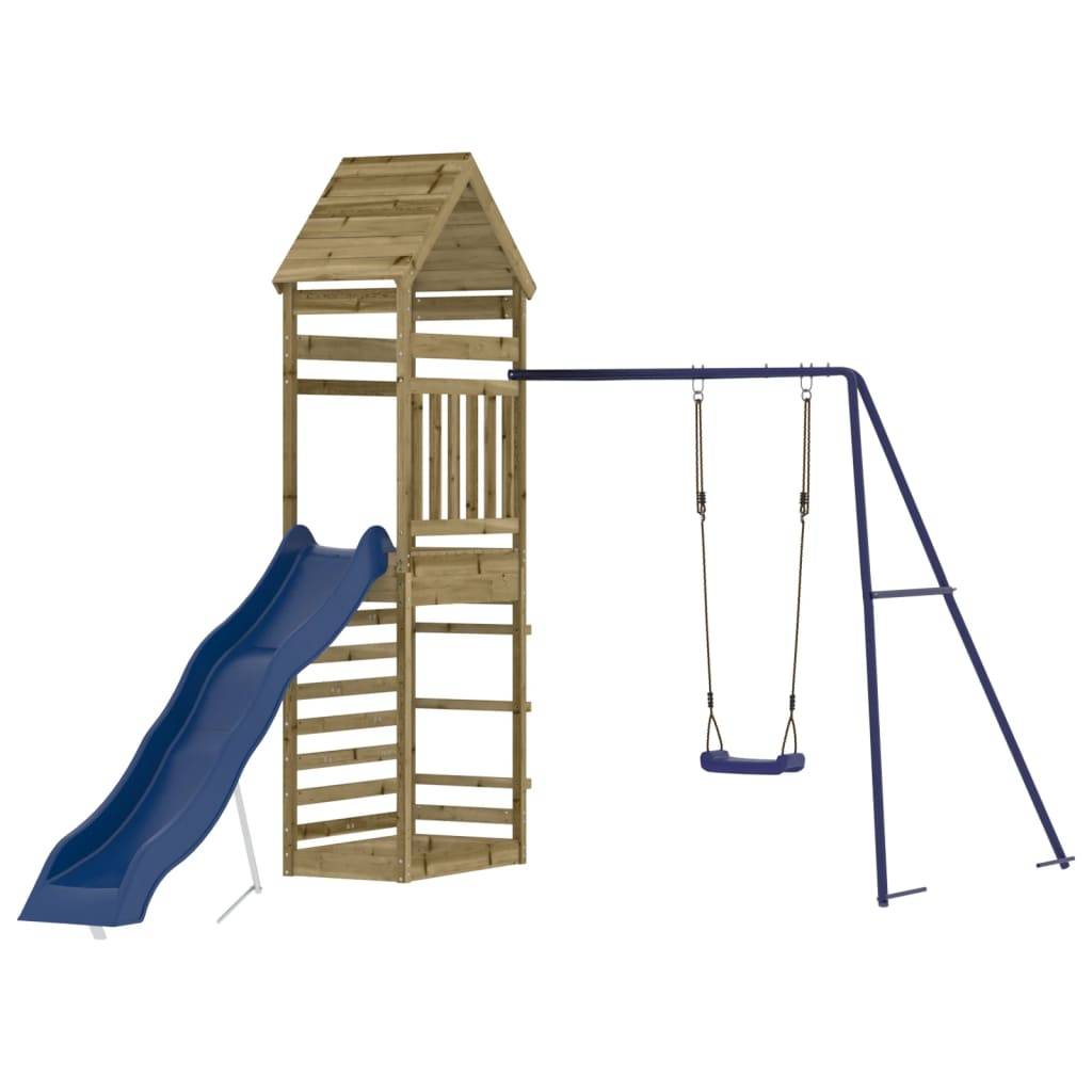 Helloshop26 - Aire de jeux d'extérieur balançoires toboggan portiques robuste jeux jardin 245 x 362 x 264 cm bois de pin imprégné - Image 2