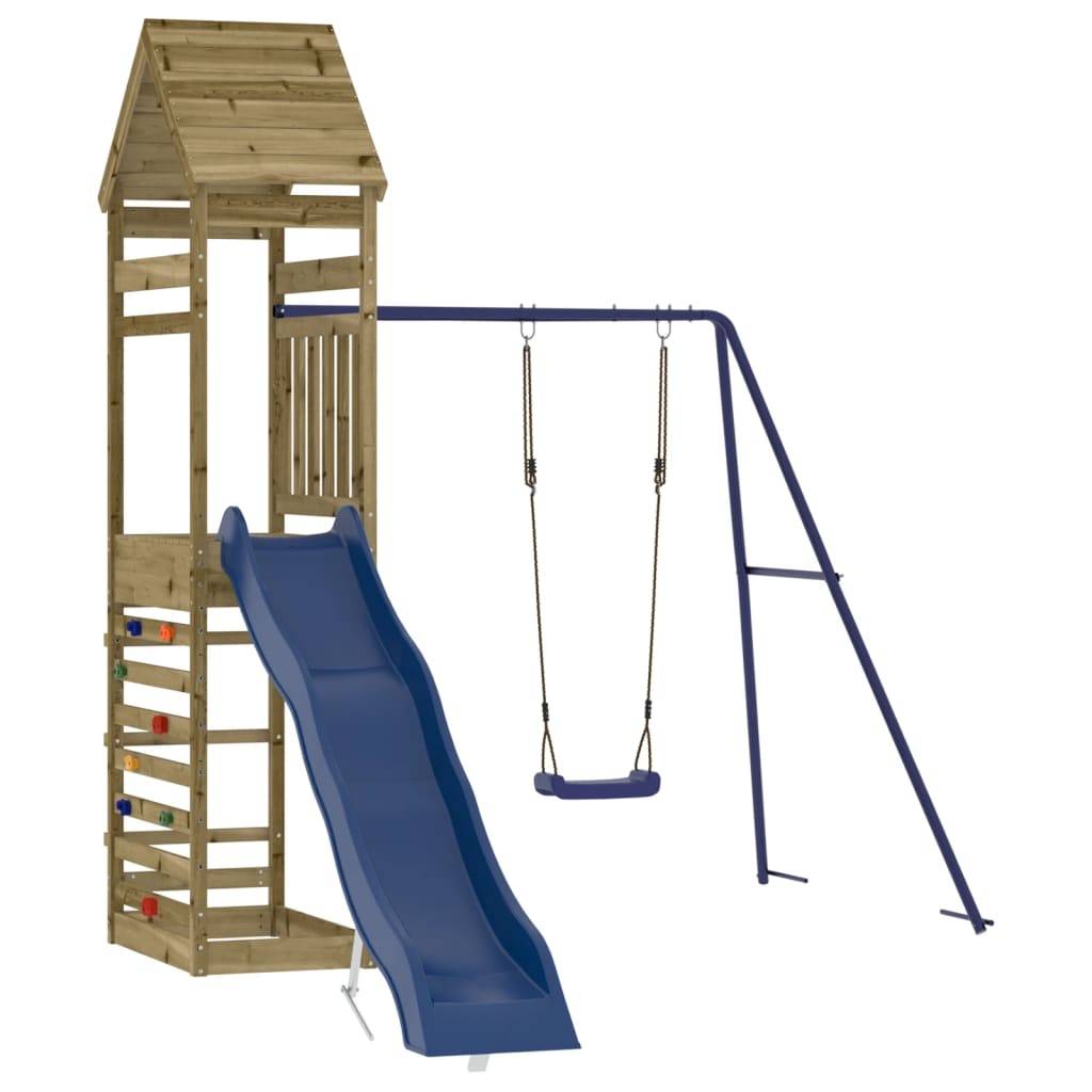 Helloshop26 - Aire de jeux d'extérieur balançoires toboggan portiques robuste jeux jardin 245 x 362 x 264 cm bois de pin imprégné - Image 1