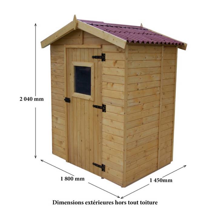 Habrita - Abri Panneau bois massif avec plancher / 16 mm / surface extérieure : 2,61 m2 / toiture plaques ondulées plus grande longévité - Image 8