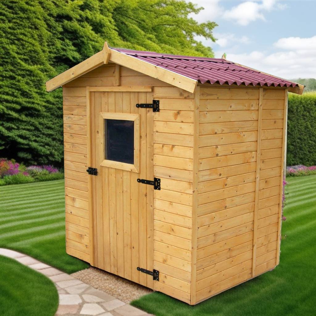 Habrita - Abri Panneau bois massif avec plancher / 16 mm / surface extérieure : 2,61 m2 / toiture plaques ondulées plus grande longévité - Image 2