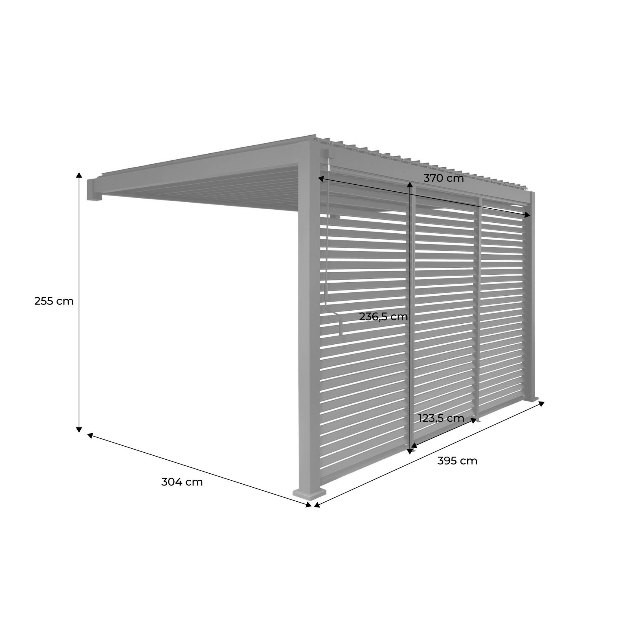 sweeek - Pergola bioclimatique aluminium adossée 4x3m + 3 persiennes 130cm blanc Triomphe | sweeek - Image 4