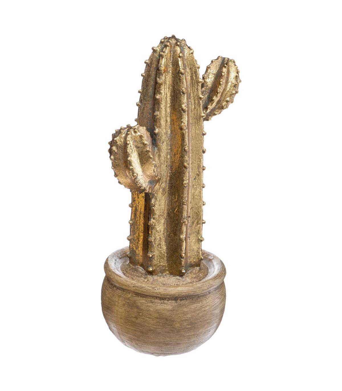 Objet décoratif Cactus dans un pot en résine Or