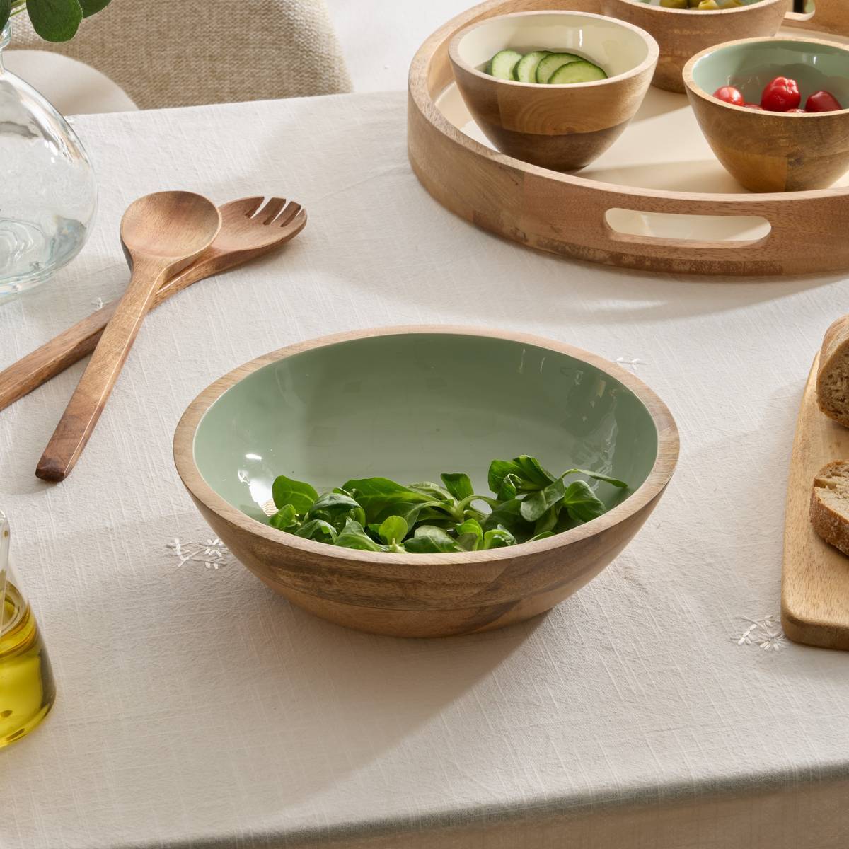 Atmosphera - Saladier Inaya D19cm vert et manguier - Atmosphera Créateur d'intérieur - Image 1