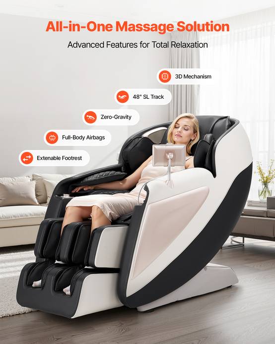 Vevor - VEVOR Fauteuil massage rail SL, relaxation 3D inclinable, zéro gravité, 18 modes auto, chauffant. - Image 2