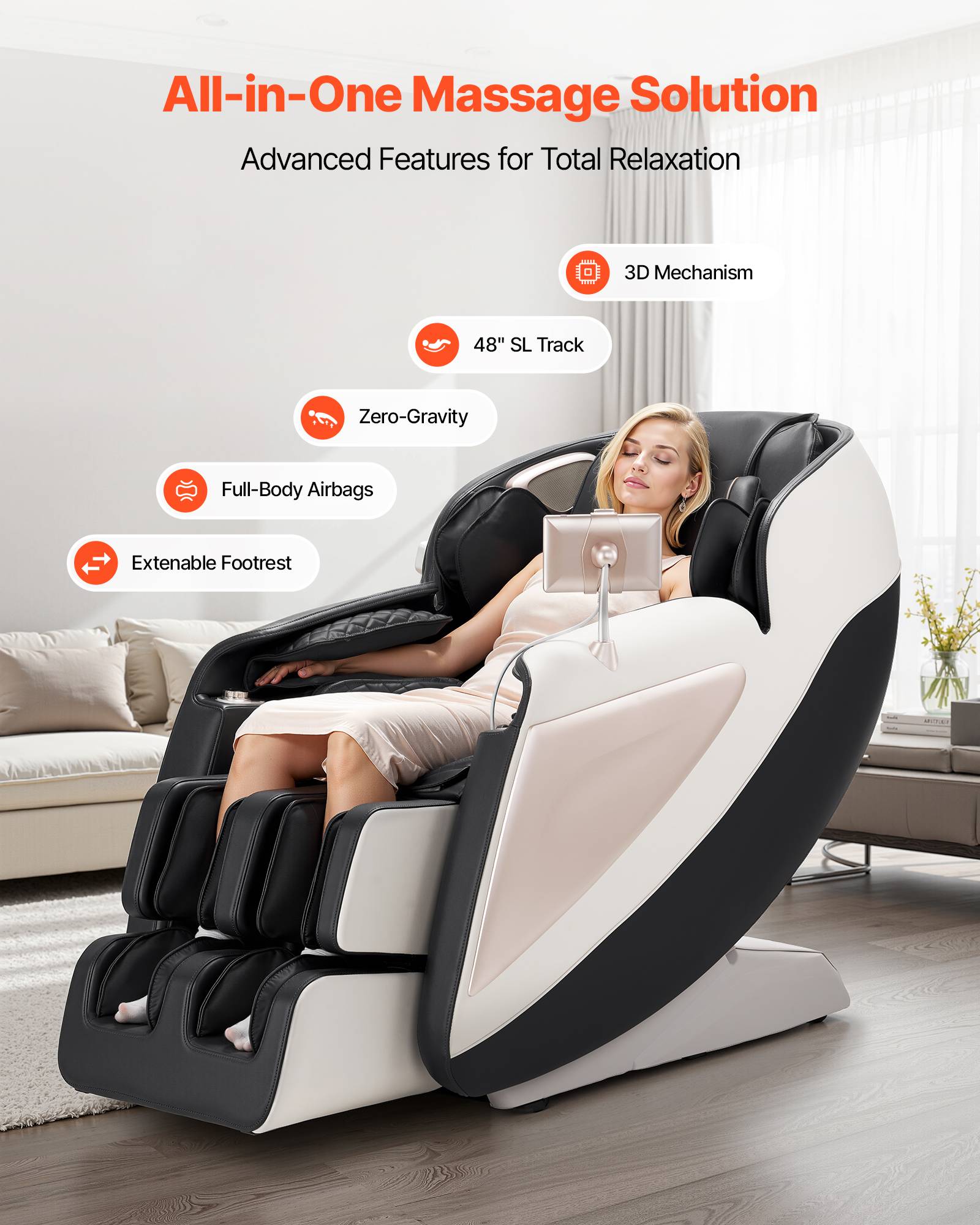 Vevor - VEVOR Fauteuil massage rail SL, relaxation 3D inclinable, zéro gravité, 18 modes auto, chauffant. - Image 2
